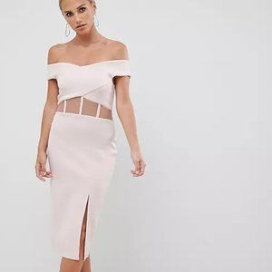 NEW ASOS DESIGN Scuba Corset Detail Bodycon Dress